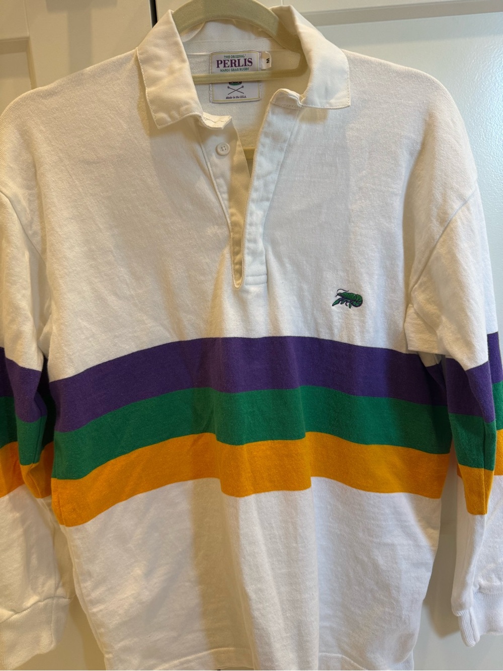 Perlis Mardi Gras Long-Sleeve Rugby Shirt with stripes-unisex